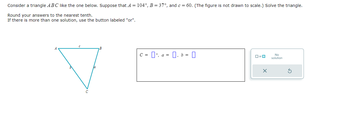 ABC like the one below. Suppose that A = 104, B =37,