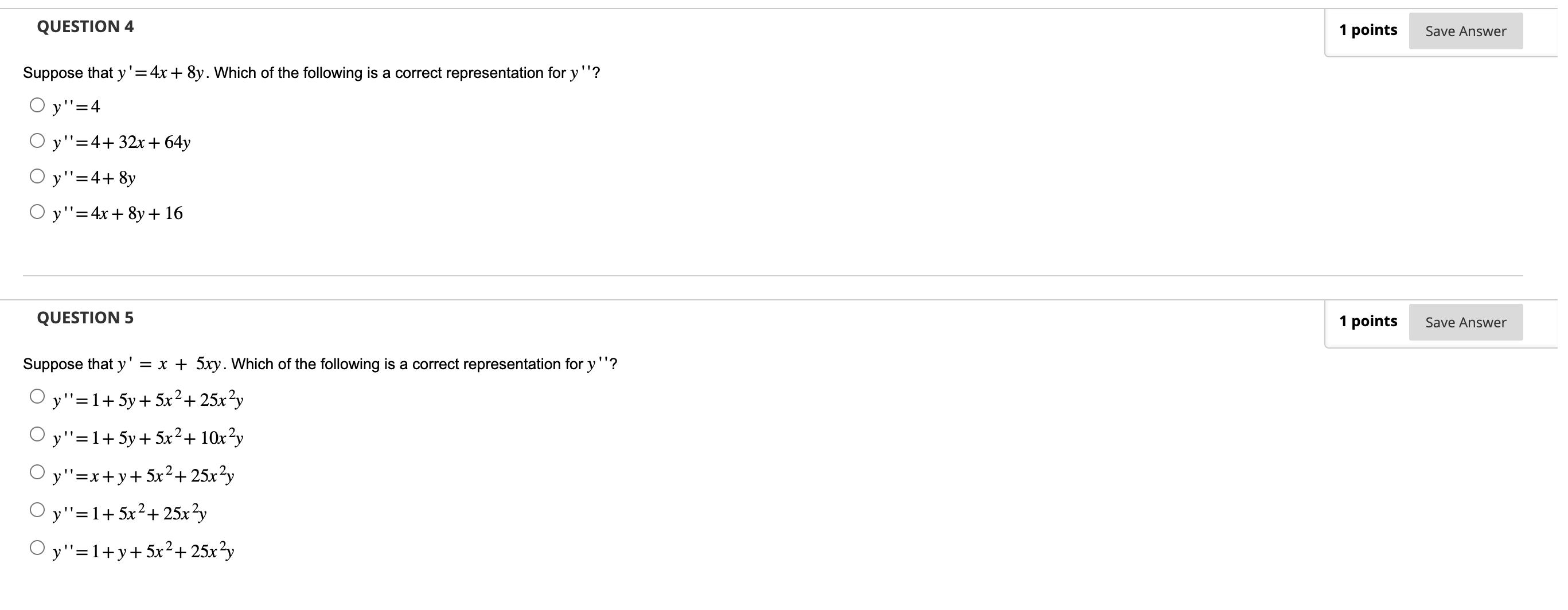 8y. Which of the following is a correct representation for y "?