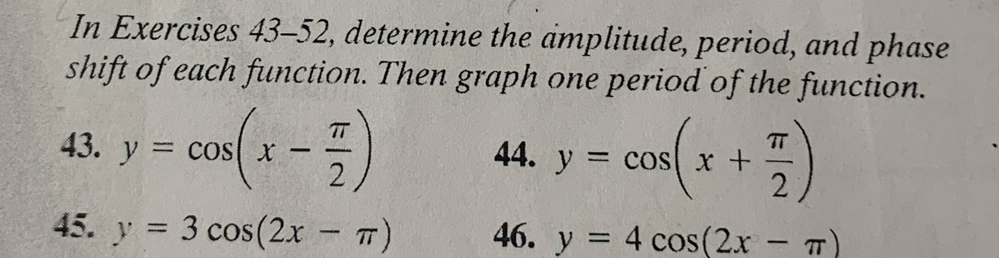 Graph these functions 43-46 along with a parent graph with each