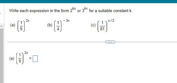 Write each expression in the form 2" or 3" for a