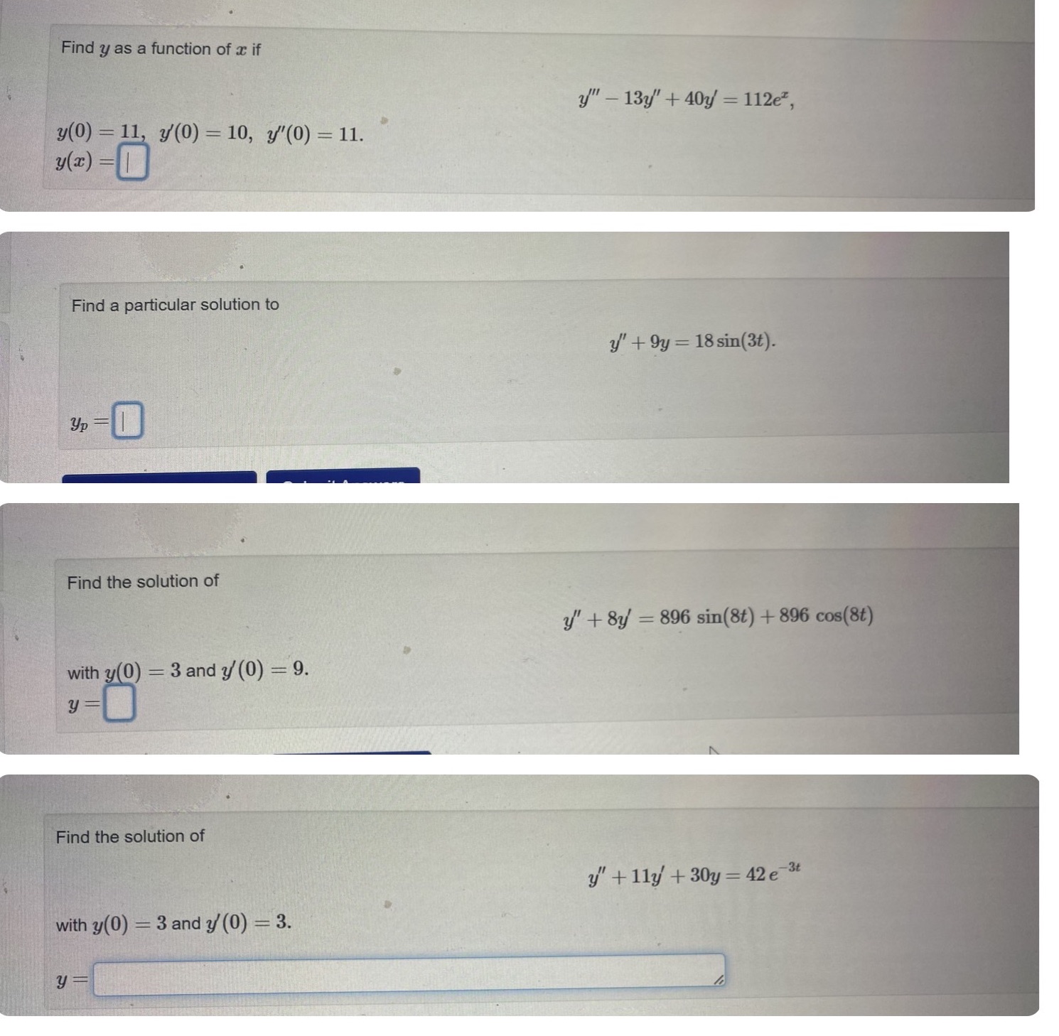 a if ?" - 13y' + 40y = 112et, y(0) = 11,