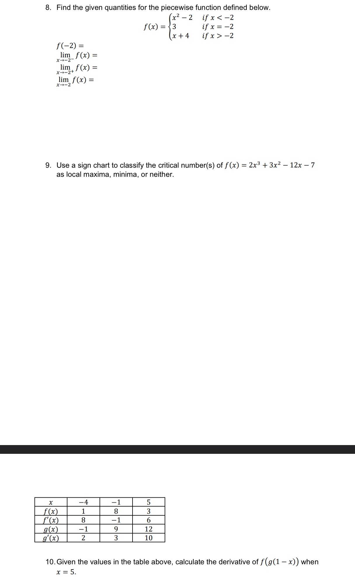(x2 - 2 if x -2 f ( - 2) = lim_f