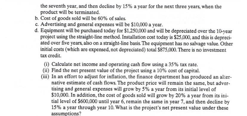 seventh year, and then decline by 15% a year for the next