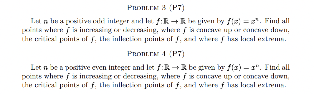 let f: R - R be given by f(x) = x". Find