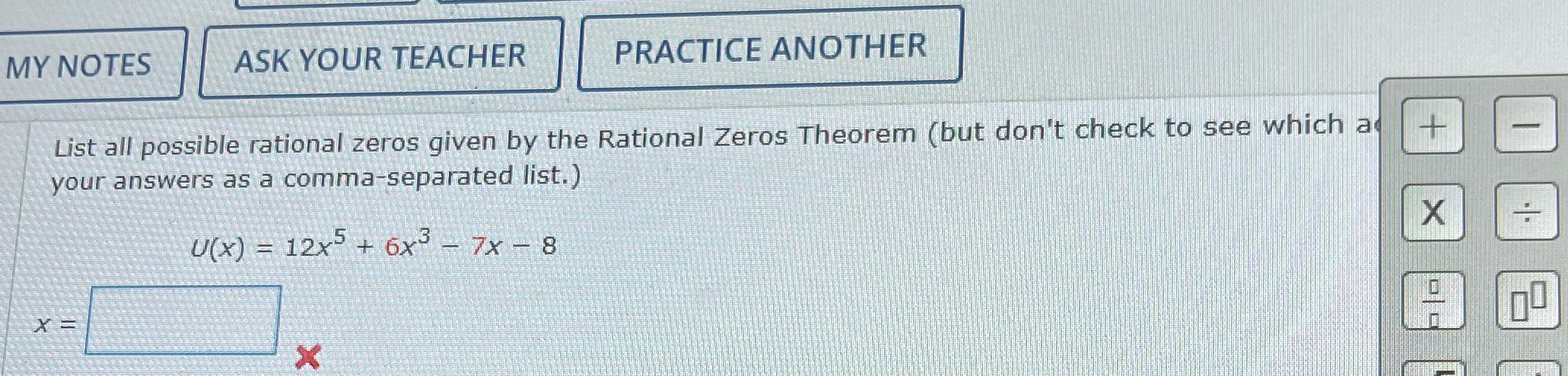 MY NOTES ASK YOUR TEACHER PRACTICE ANOTHER List all possible rational