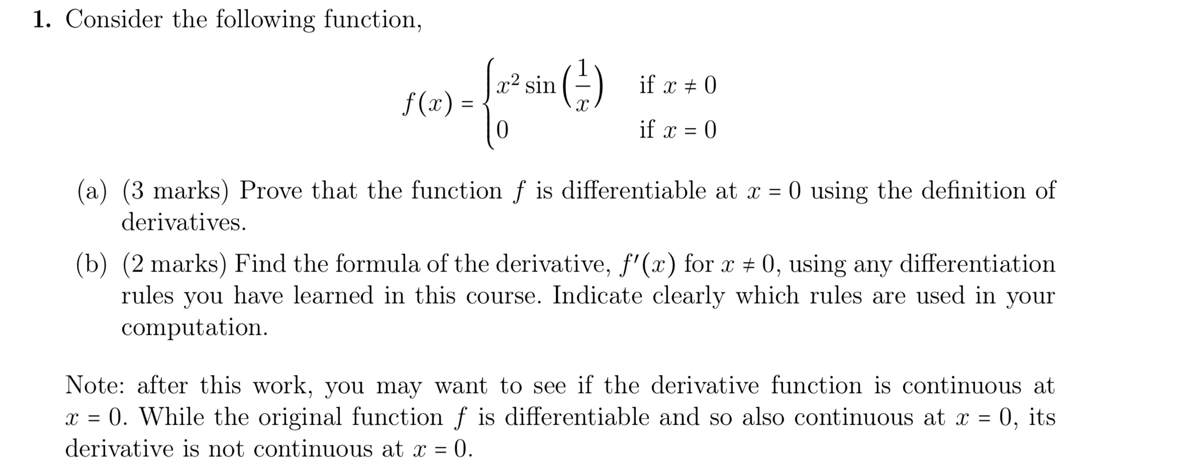  Detailed process is required 1. Consider the following function, f(a) =