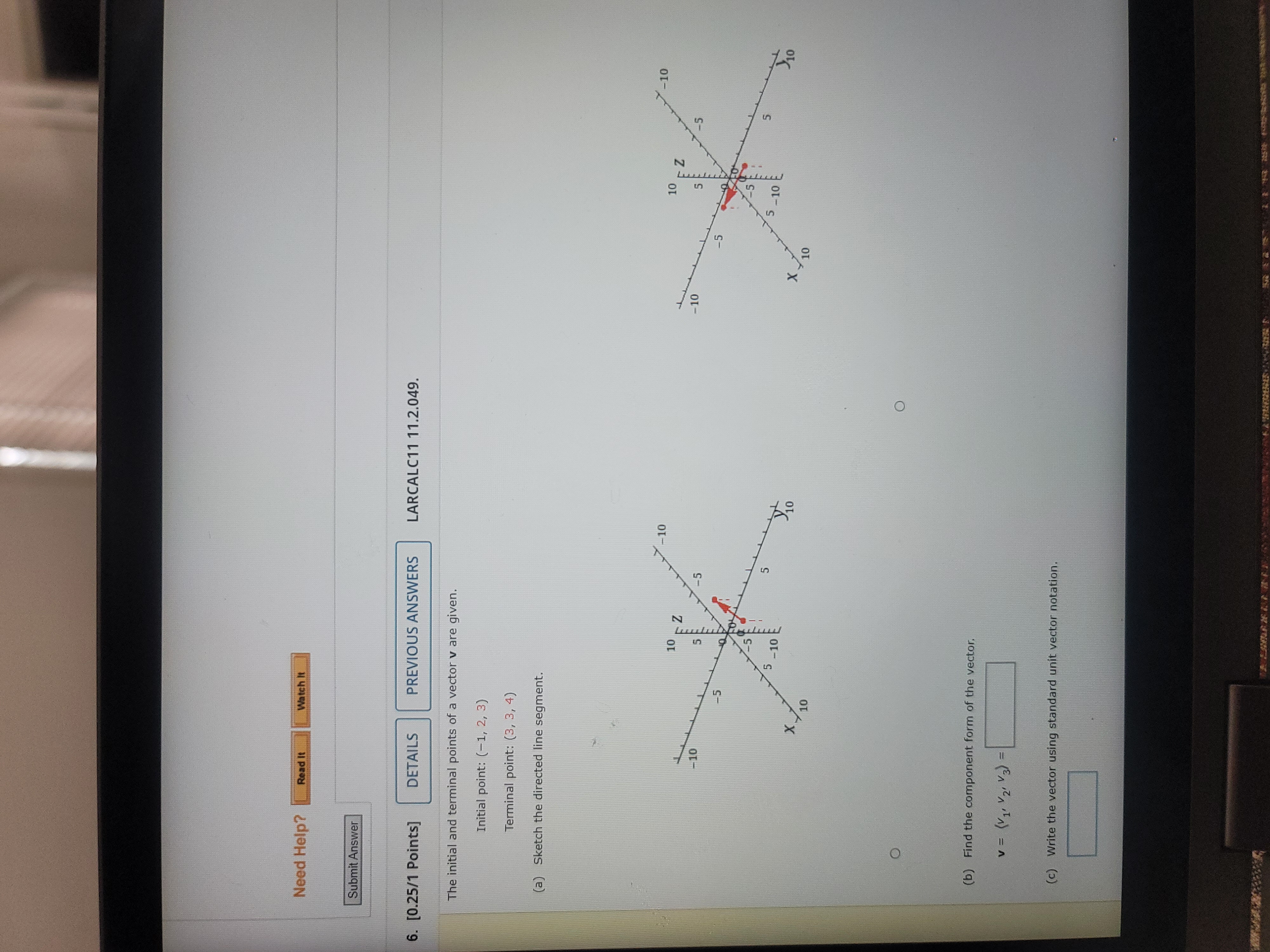 DETAILS LARCALC11 11.2.051. MY Find the component form and magnitude of the