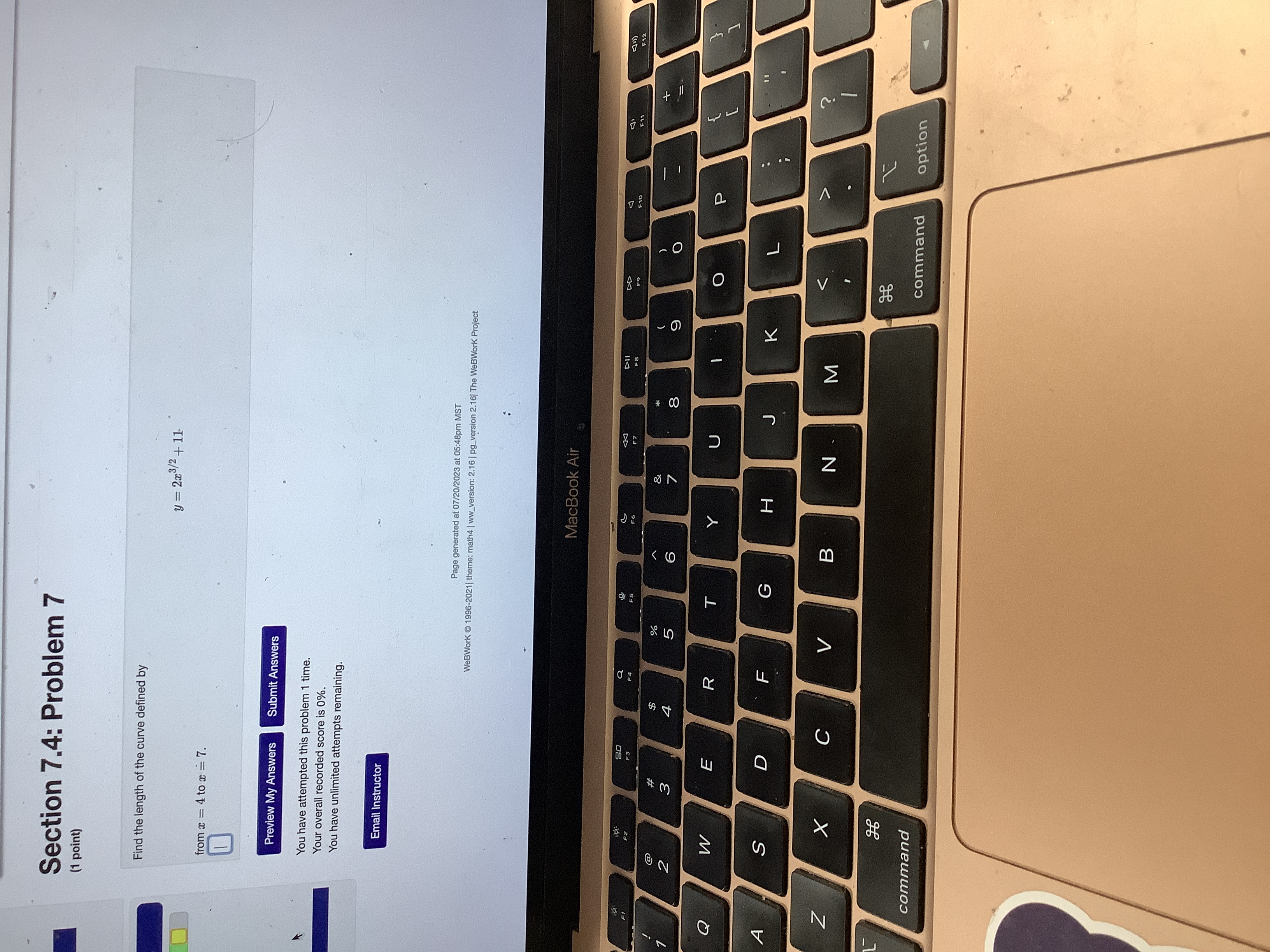 (1 point) The tank shown below is full of water. Using the