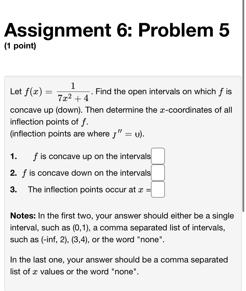 is concave down on the open interval(s)D ( e) the m coordinate(s)