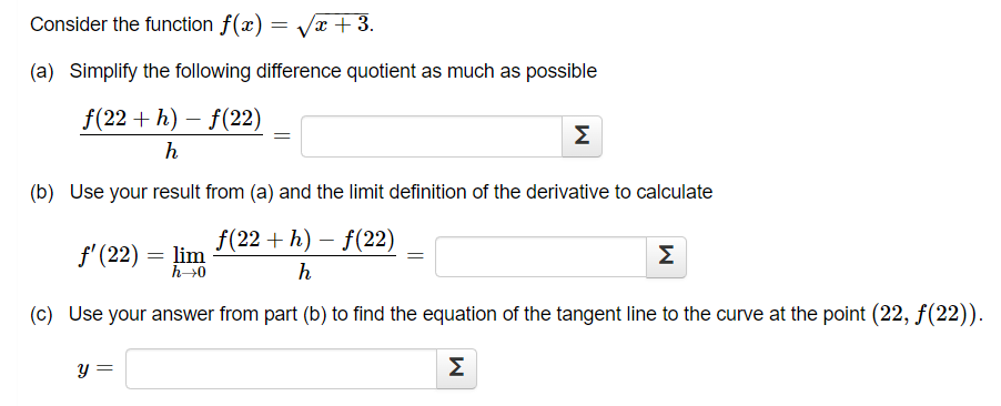 following difference quotient as much as possible f(22 + h) f(22) h
