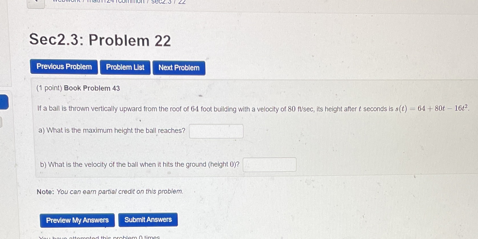  22 Sec2.3: Problem 22 Previous Problem Problem List Next Problem (1