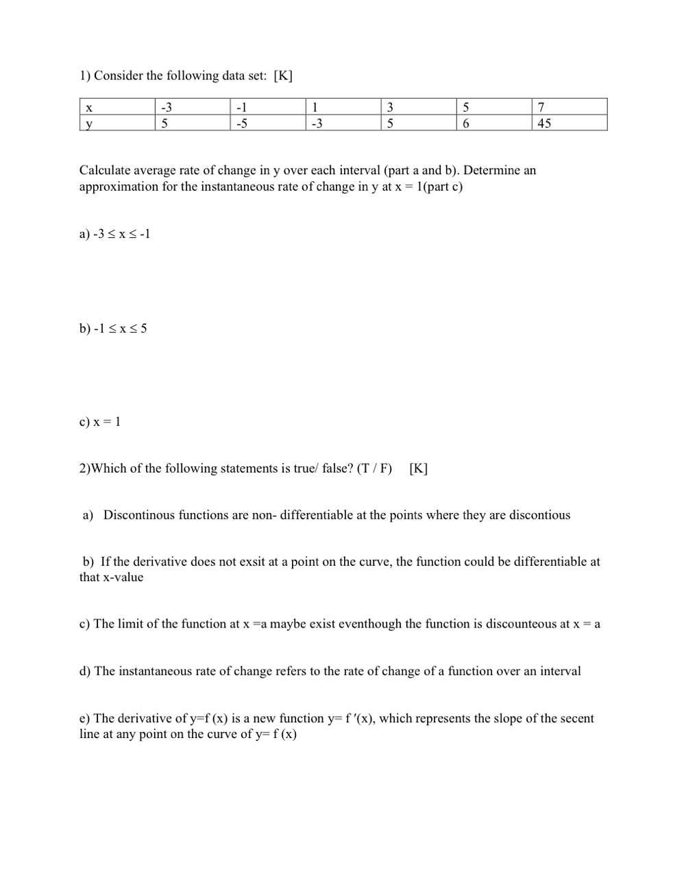 are non- differentiable at the points where they are discontious b} If