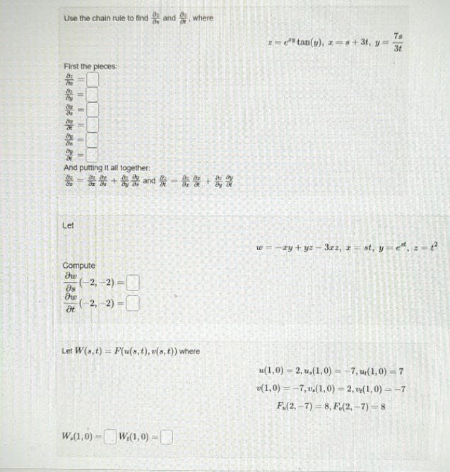  please answer each part in steps Use the chain rule to