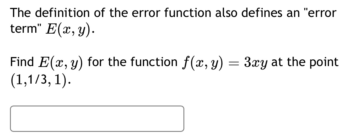 E(a:, y). Find E(:c, y) for the function f(:l":, y) : 3333;