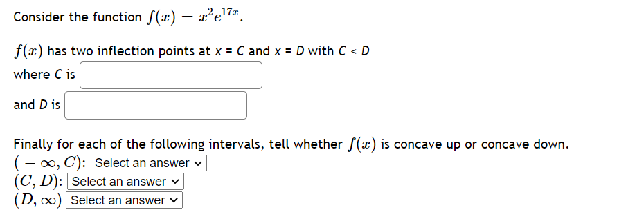 Consider the function at) = $28175. re) has two inflection points
