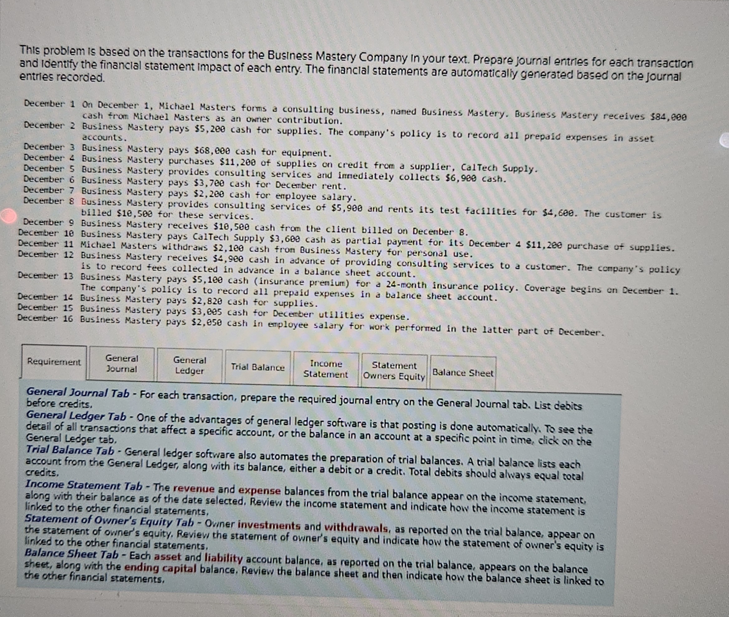 Company in your text. Prepare joumal entries for each transaction and identify