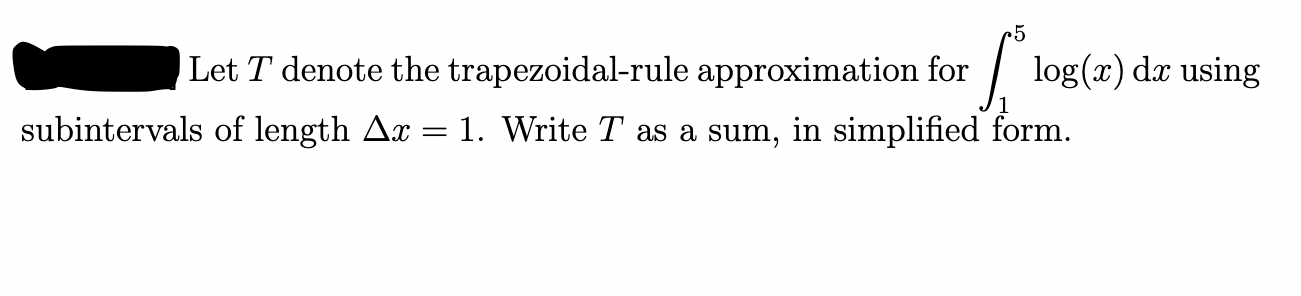 (122: using 1 subintervals of length A3: : 1. Write T as