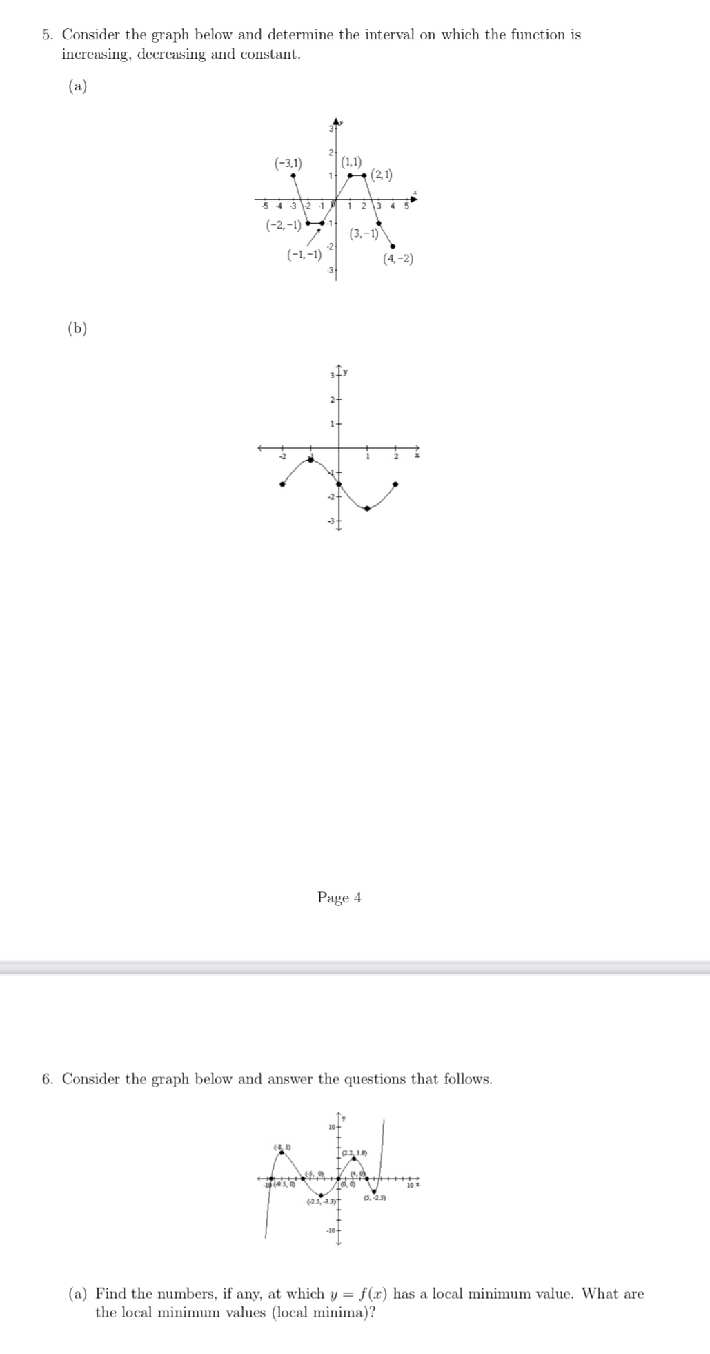 interval on which the function is increasing, decreasing and constant. (a) (b)