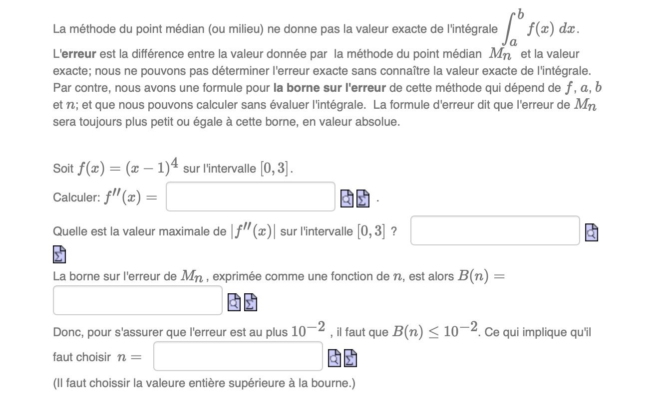 donne pas la valeur exacte de l'intgrale a L'erreur est la diffrence