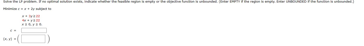 unbounded.) Maximize p = x + 2y subject to x + 5y