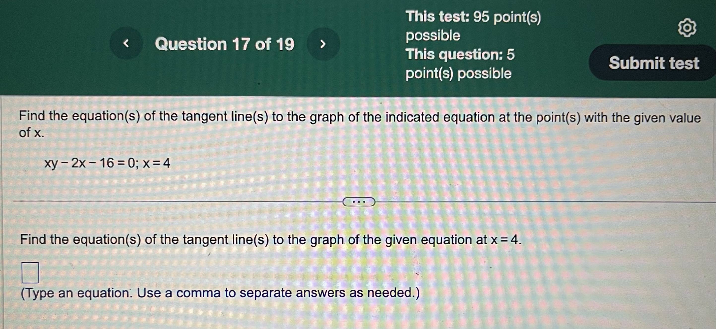 test Find the equation(s) of the tangent line(s) to the graph of
