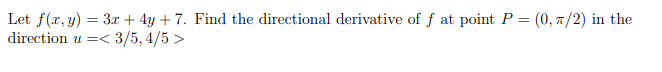 direction u =Find the absolute maximum and minimum of t, y) :