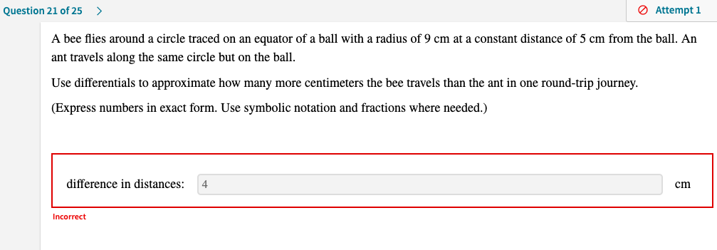 a ball with a radius of 9 cm at a constant distance