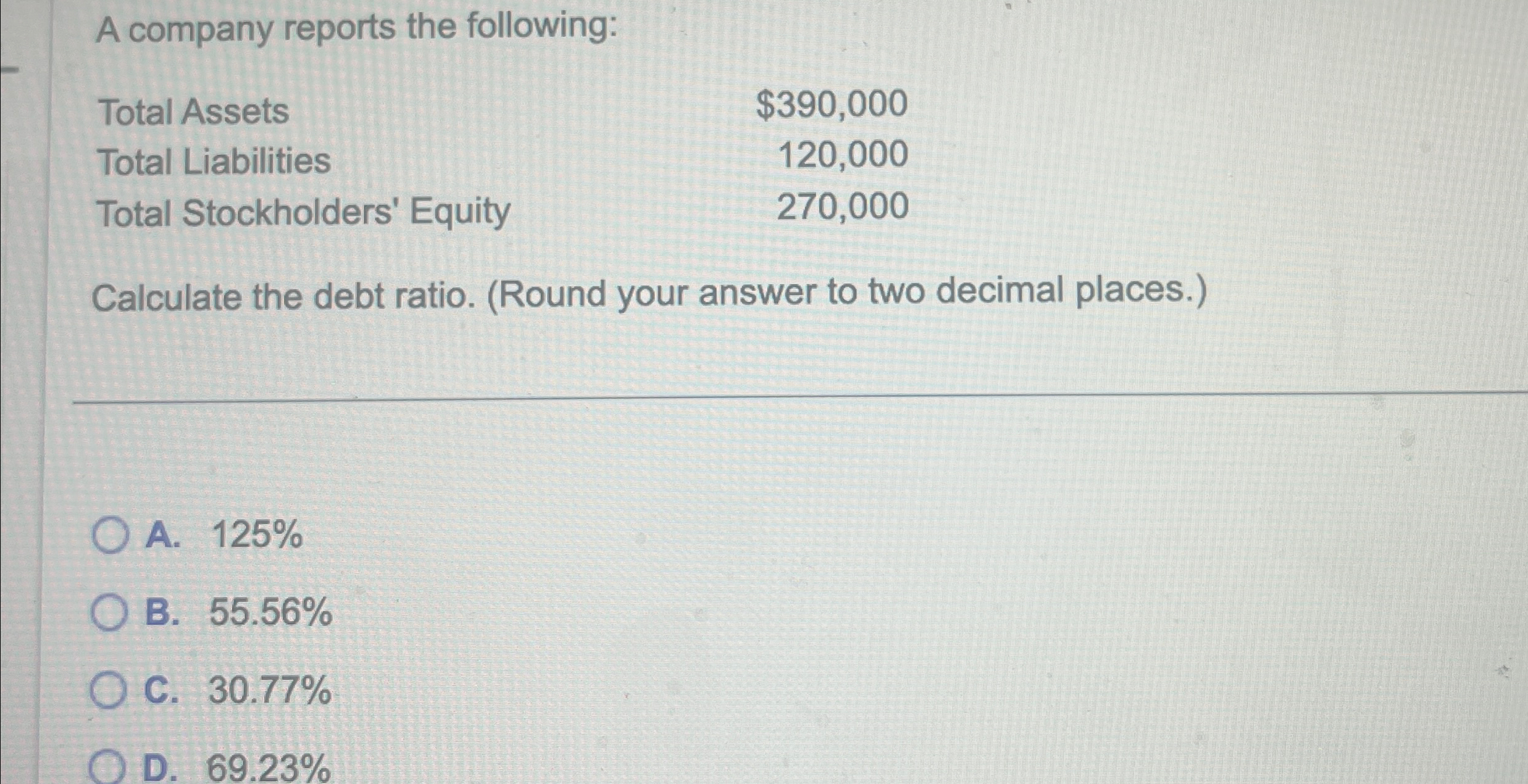 A company reports the following: Total Assets Total Liabilities Total Stockholders' Equity