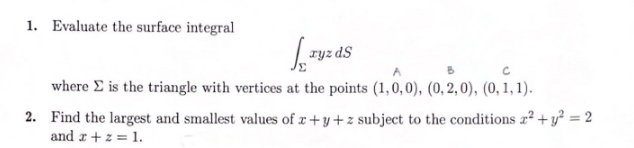  hi expert answer please 1. Evaluate the surface integral ryz dS
