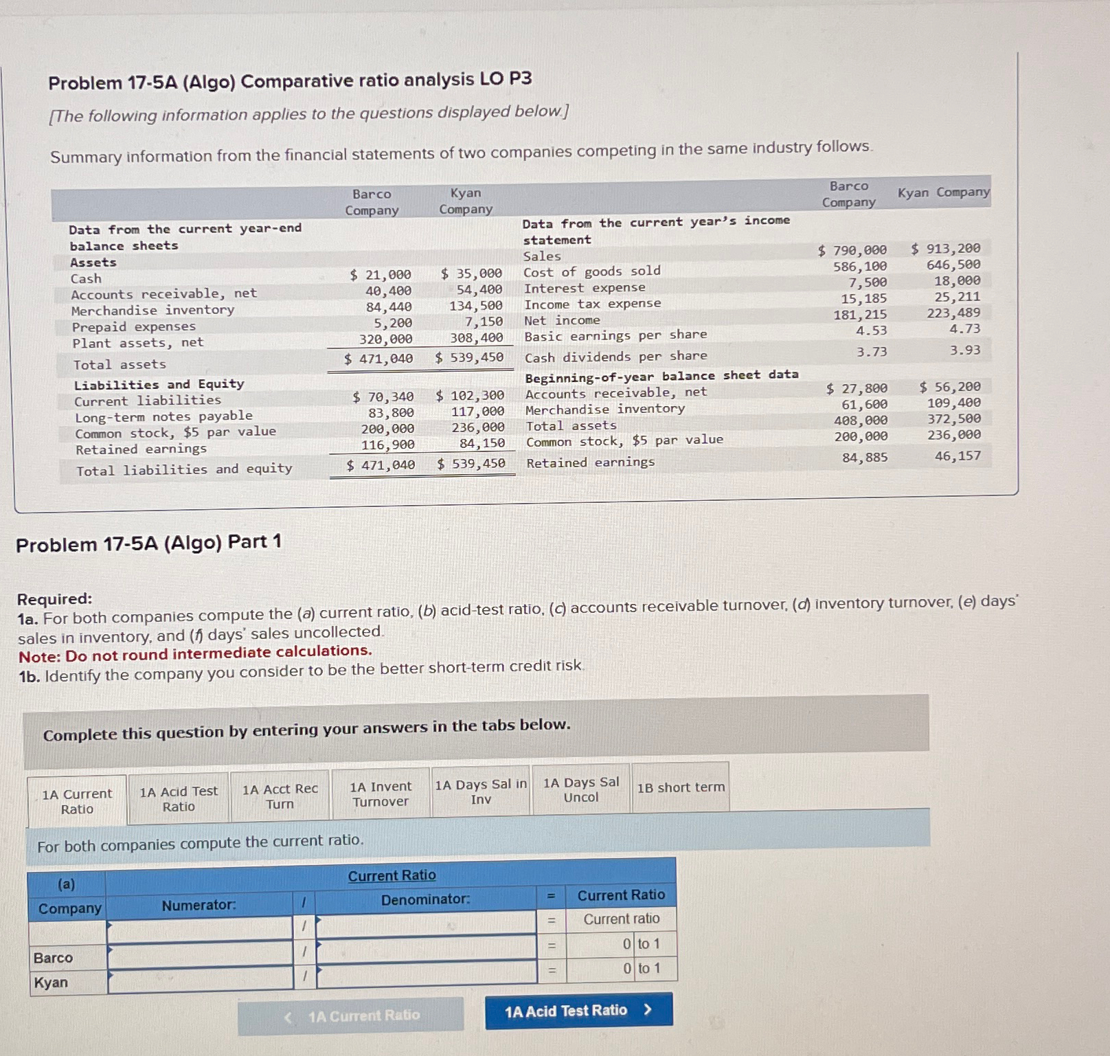 applies to the questions displayed below] Summary information from the financial statements