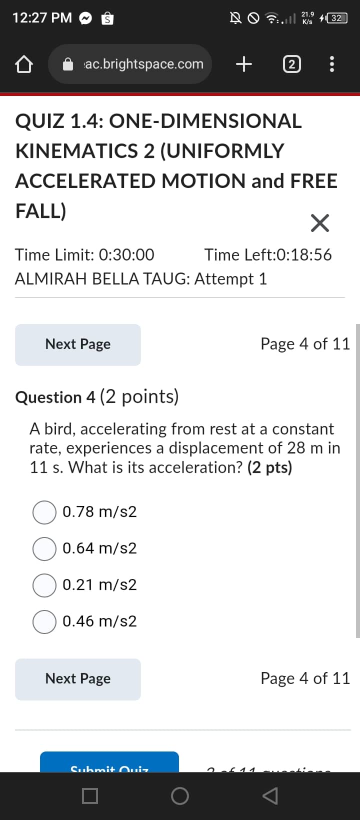 0:30:00 Time Left:0:09:53 ALMIRAH BELLA TAUG: Attempt 1 Next Page Page 10