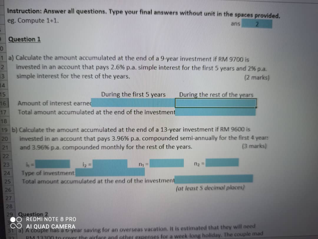 expenses for a week-long holiday. The couple n 34 their saving consistently