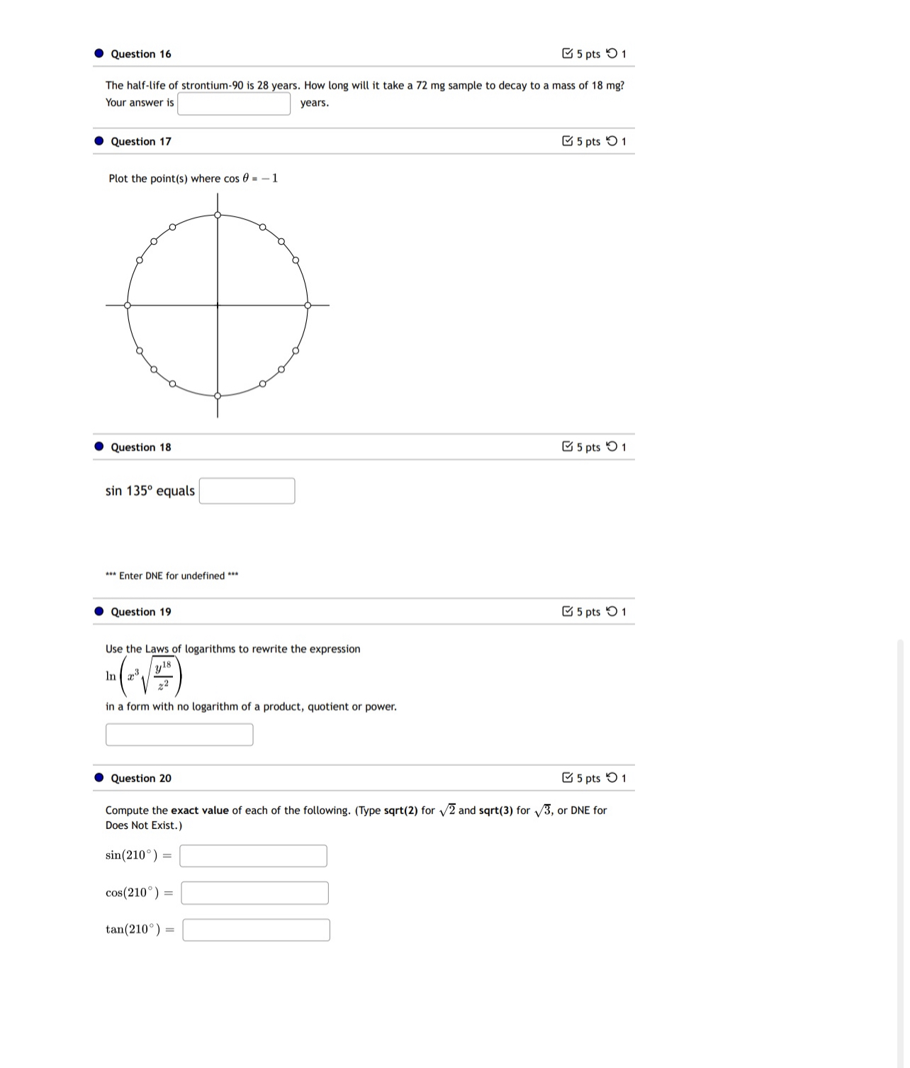  Answer a question . Question 16 5 pts '9 1 The