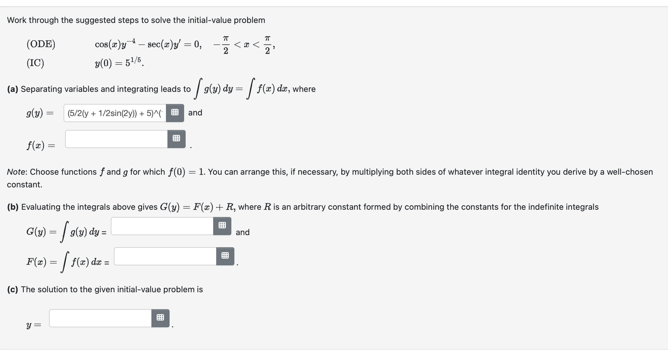 Work through the suggested steps to solve the initial-value problem (ODE) 4
