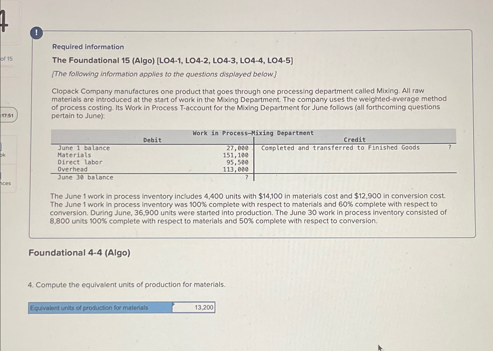  ! Required information The Foundational 15(Algo)[LO4-1, LO4-2, LO4-3, LO4-4, LO4-5] [The