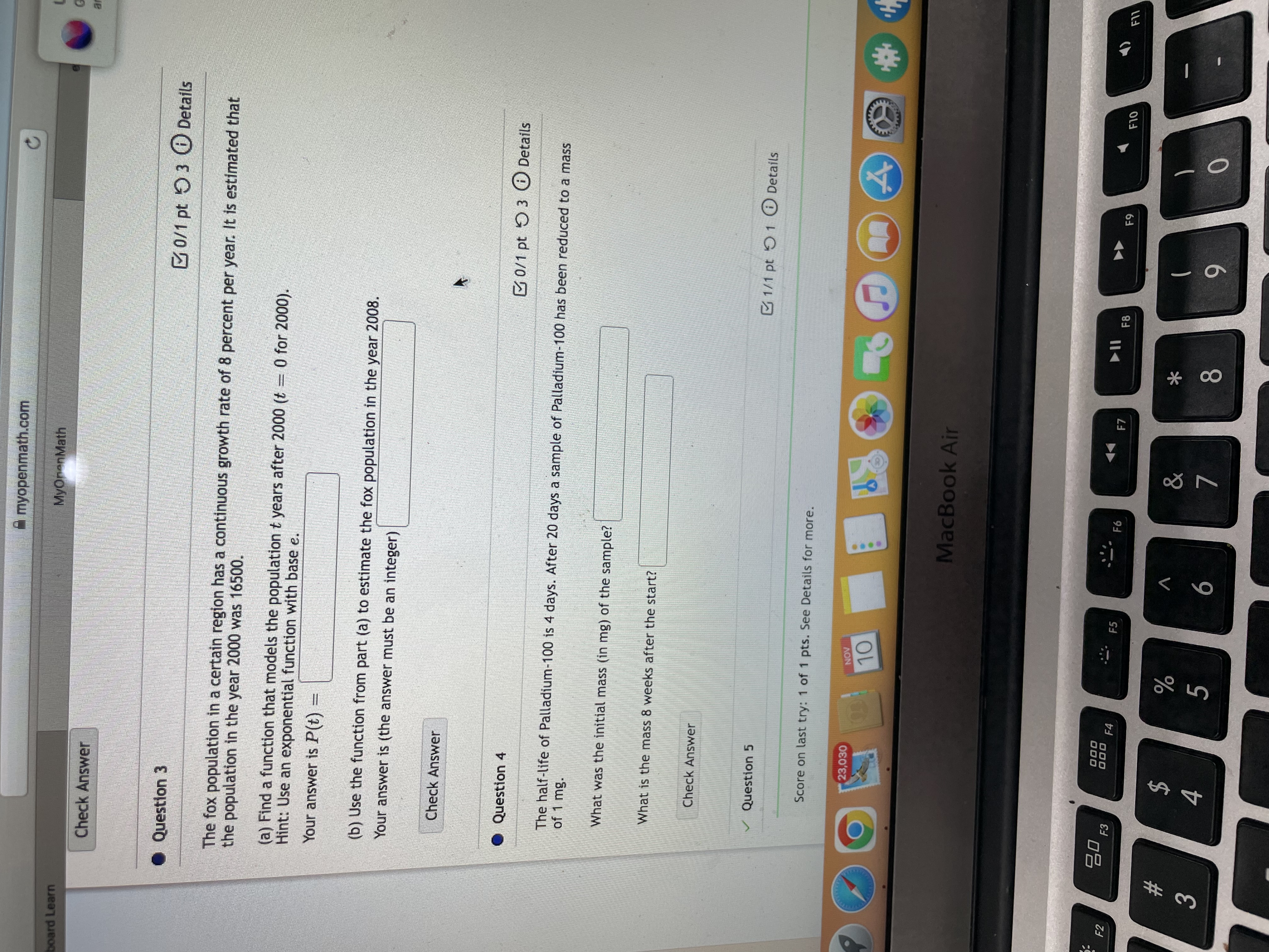 count grows exponentially, What was the initial size of the culture? Find