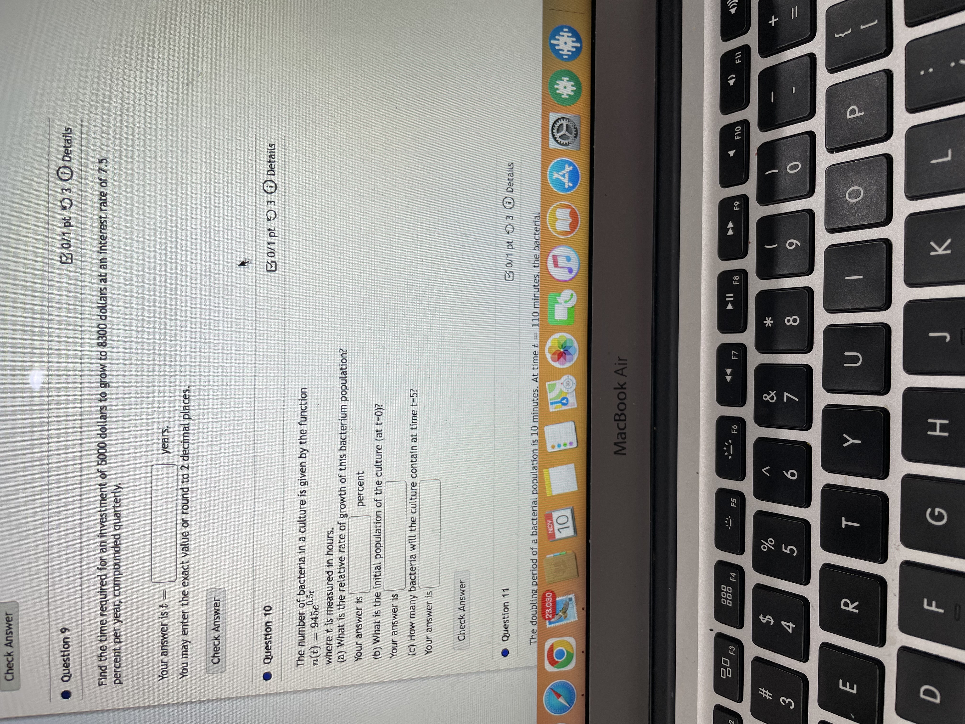 2 decimal places. Check Answer Question 2 0/1 pt 9 3 0