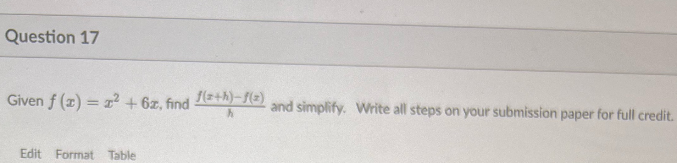 f(7th)-f(2) h and simplify. Write all steps on your submission paper for