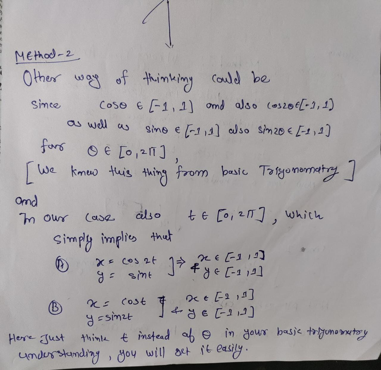 equation for A and B and restricted domain for A and B