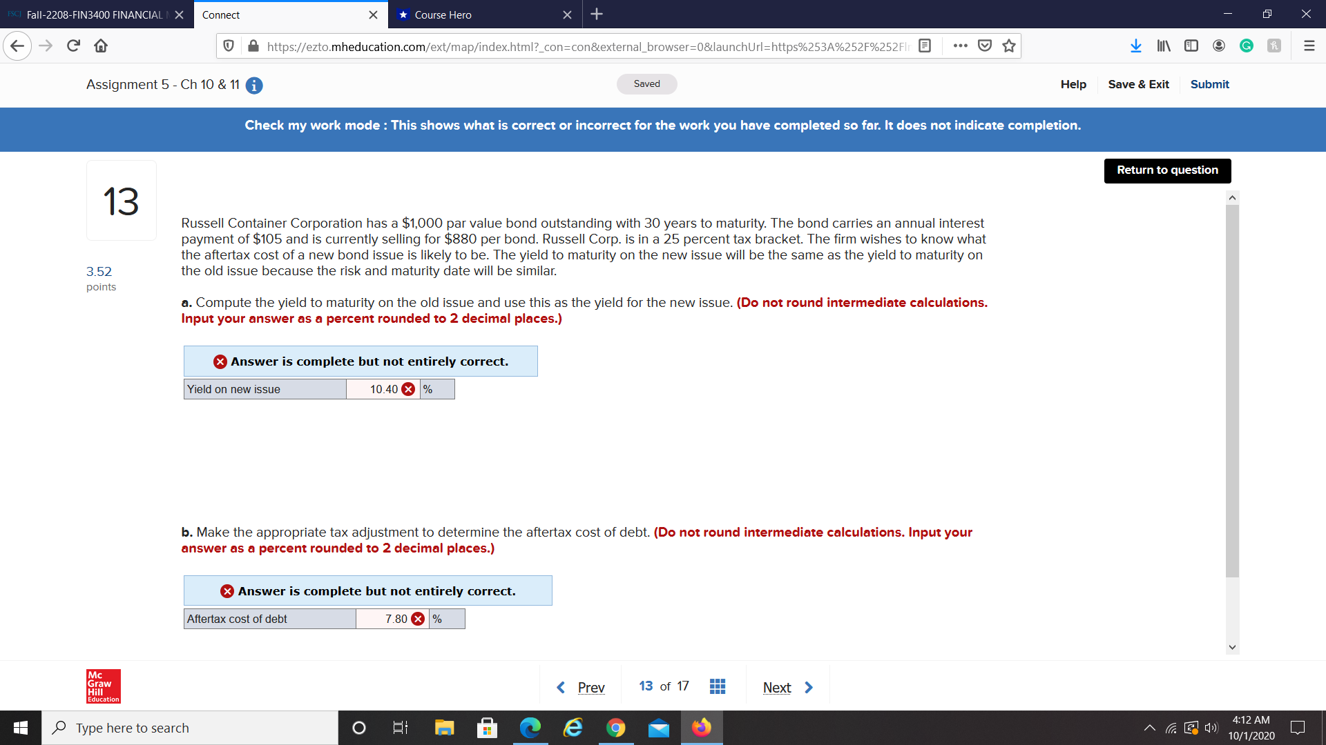 Fall-2208-FlN3400 FINANCIAL ; X Connect Assignment 5 - Ch 10 & 11