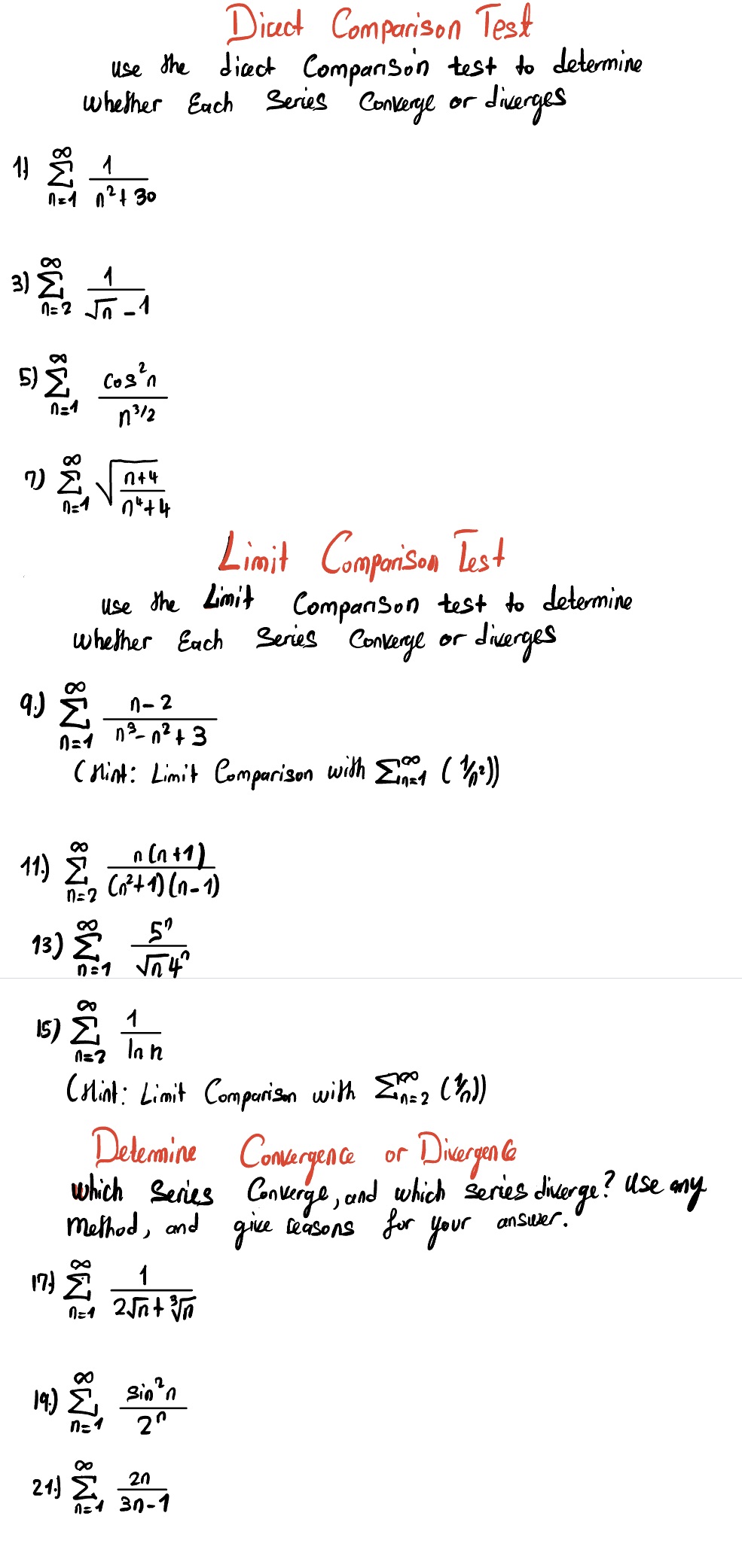 Each Series Converge or diverges M8 1 1=1 12+30 M8 1=2 Jn