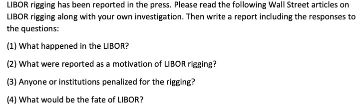 LIBDR rigging has been reported in the press. Please read the
