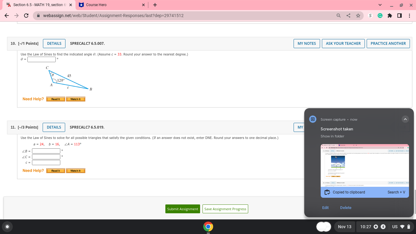 X + X C O webassign.net/web/Student/Assignment-Responses/last?dep=29741512 GAO 9. [-/2 Points] DETAILS SPRECALC7