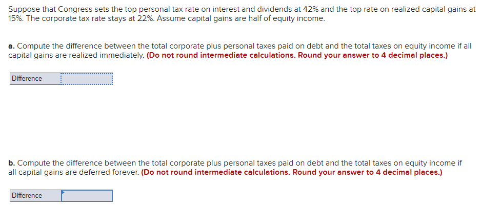 Suppose that Congress sets the top personal tax rate on interest and