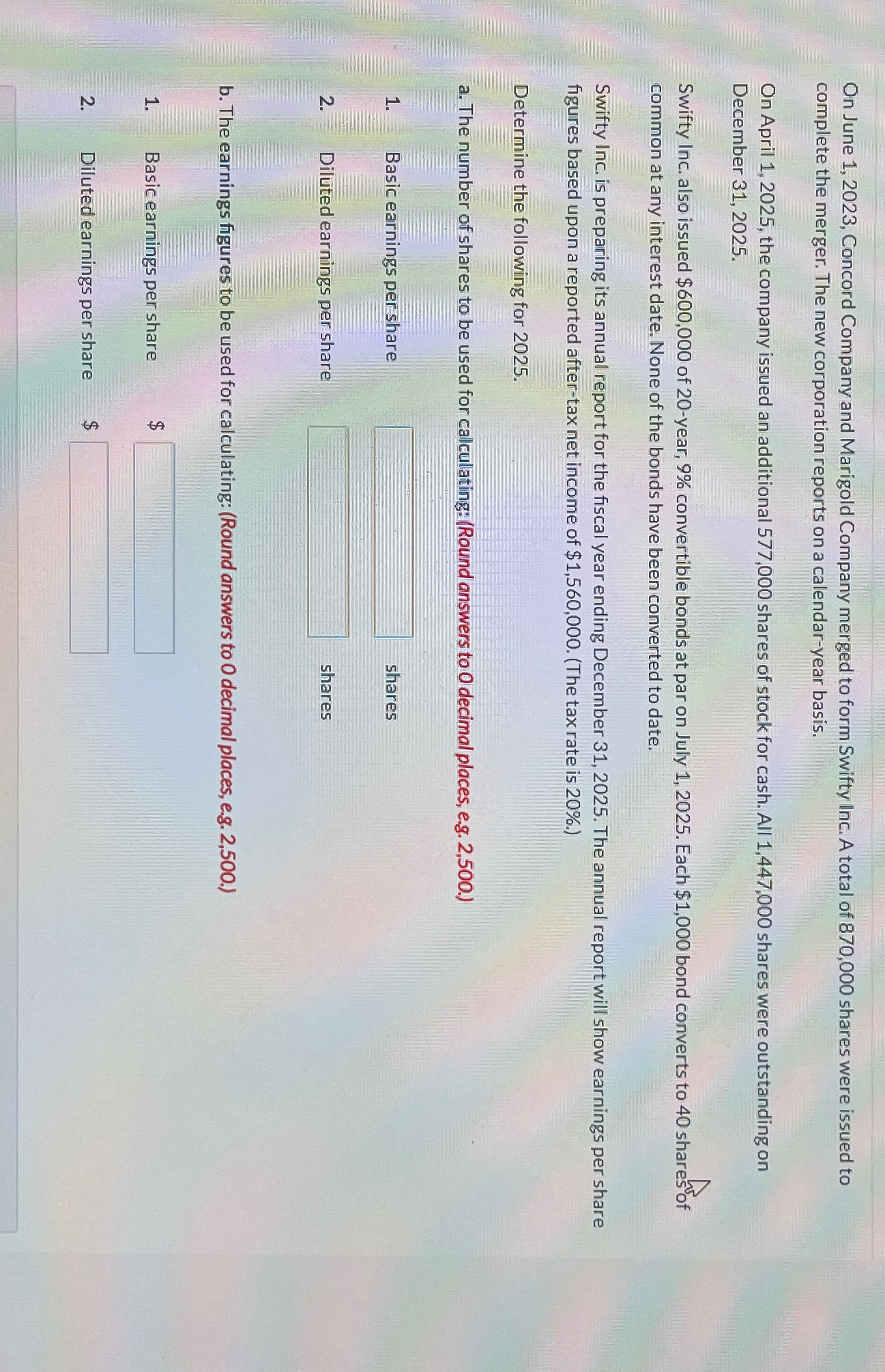 Swifty Inc. A total of 870,000 shares were issued to complete the