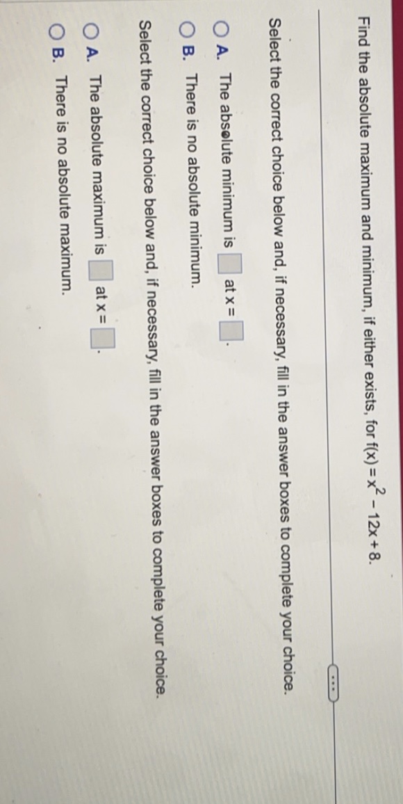 absolute maximum value is at x = (Use a comma to separate