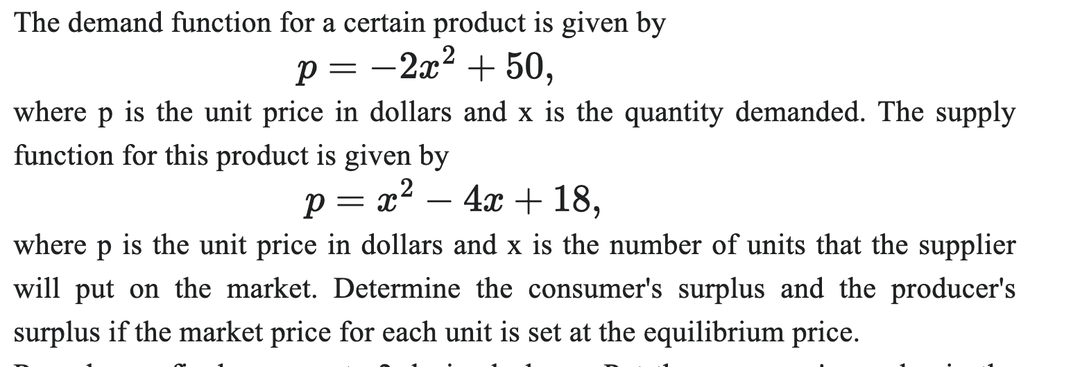 = 2:132 -|- 50, Where p is the unit price in dollars