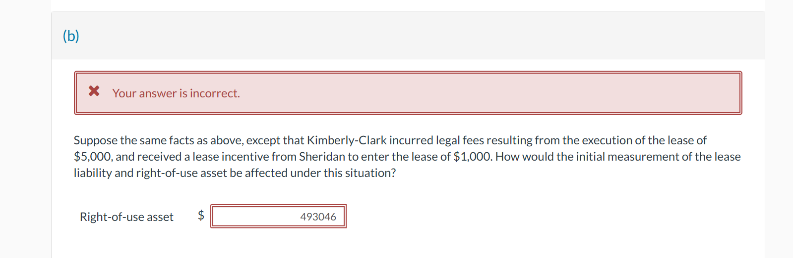 legal fees resulting from the excution of the lease of $5000 and
