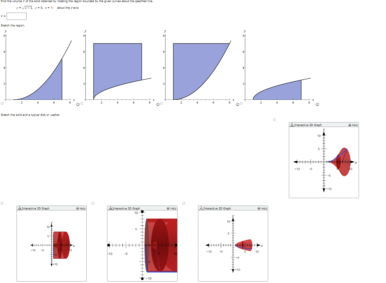  1. \fA solid is obtained by rotating the shaded region about