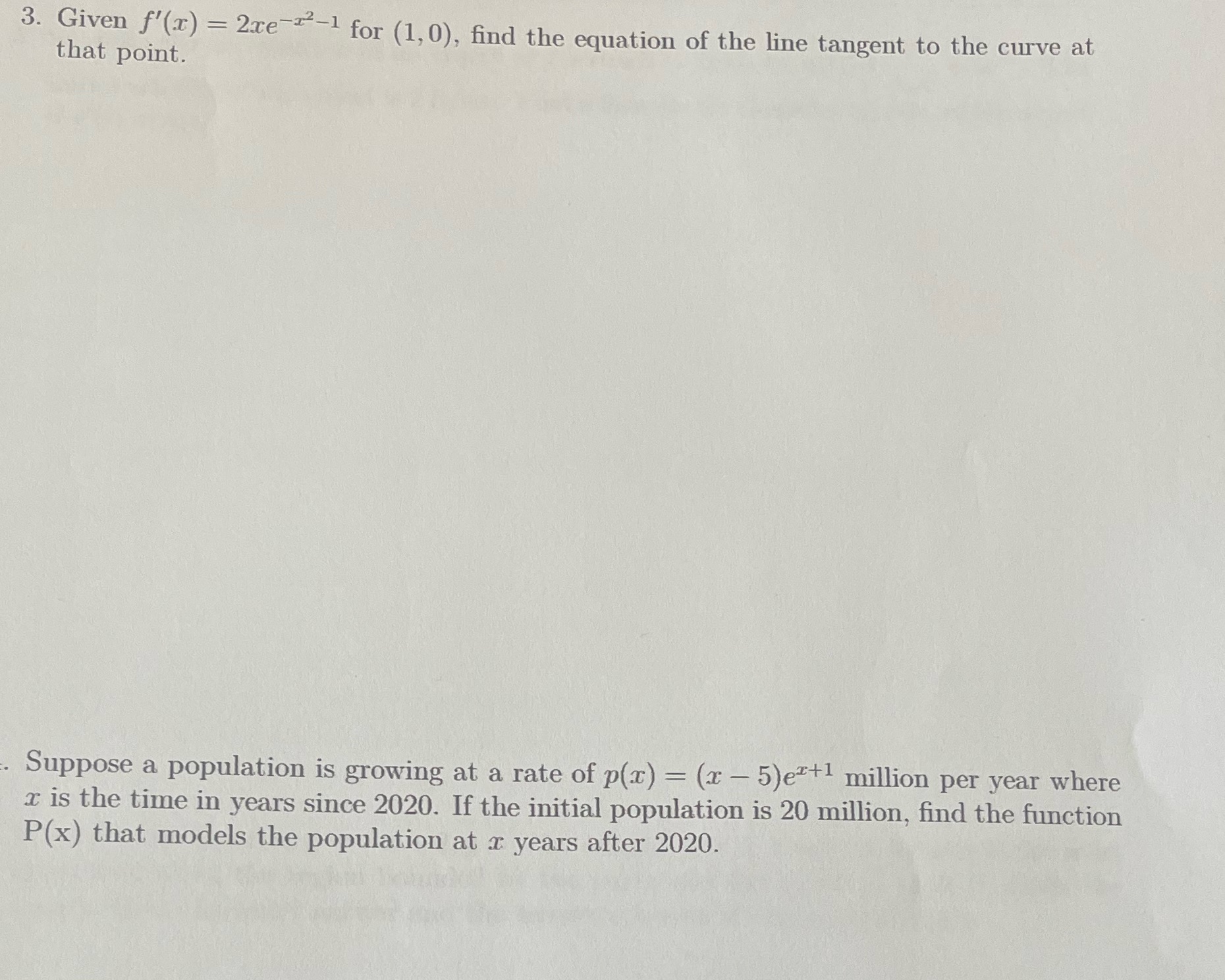 the equation of the line tangent to the curve at that point.